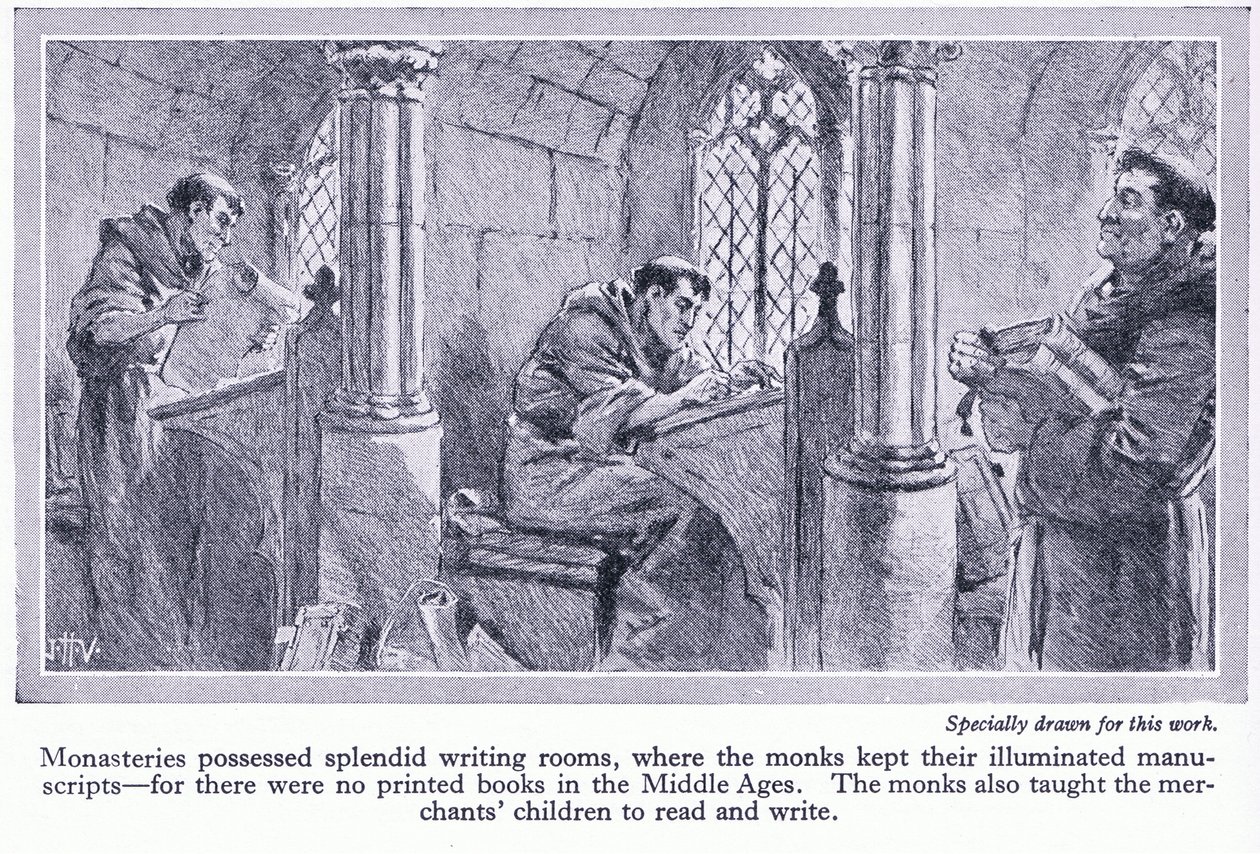 Monasteries had Splendid Writing Rooms, where Monks Kept Illuminated Manuscripts by John Harris Valda