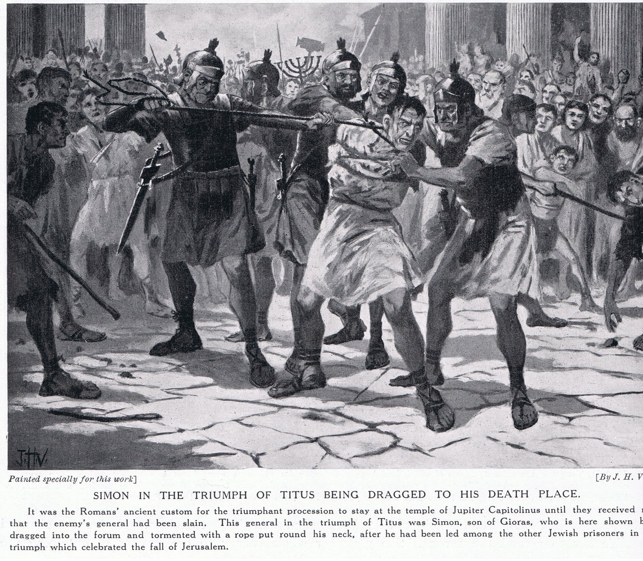 Simon in the triumph of Titus being dragged to his death by John Harris Valda