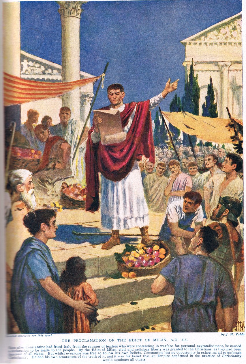 The Proclamation of the Edict of Milan, AD 313, Illustration from ...