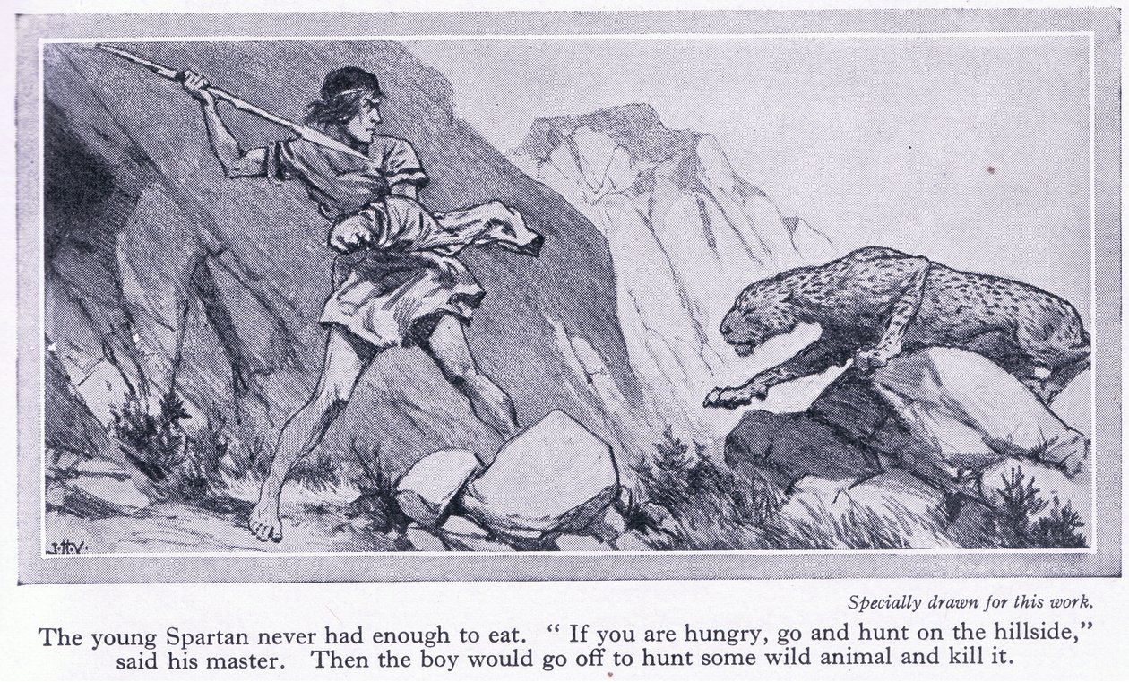 The Young Spartan Never Had Enough to Eat. They Were Sent to the Hills to Hunt, c.1950 by John Harris Valda