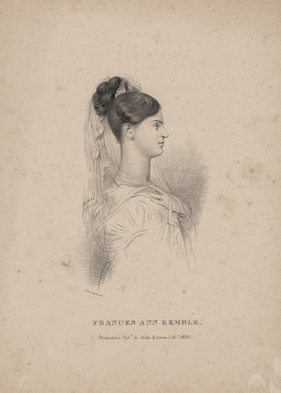 Frances Ann Kemble, litho by Childs und Inman by John Hayter