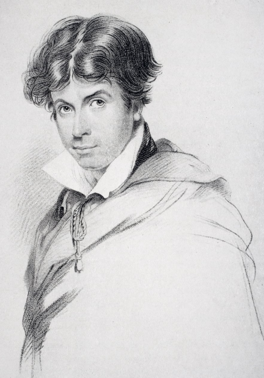 James Henry Leigh Hunt aged 44, engraved by Henri Meyer from 