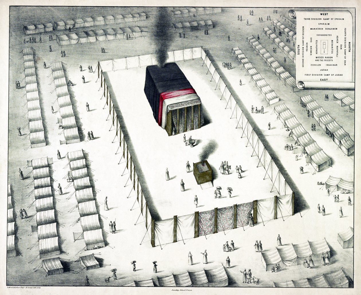 The Tabernacle in the Wilderness, and plan of the encampment (published 1850) by John Henry Camp