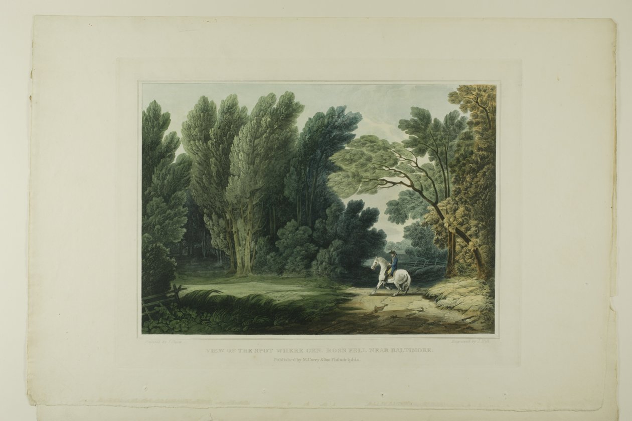 View of the Spot Where General Ross Fell, Near Baltimore, plate six of the first number of Picturesque Views of American Scenery by John Hill