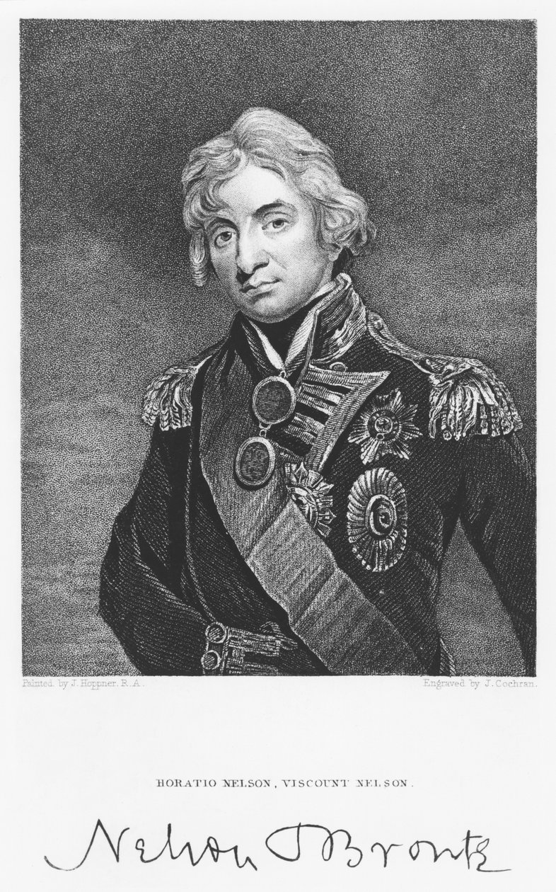 Portrait of Admiral Horatio Nelson with His Signature, Engraved by John Cochran by John Hoppner
