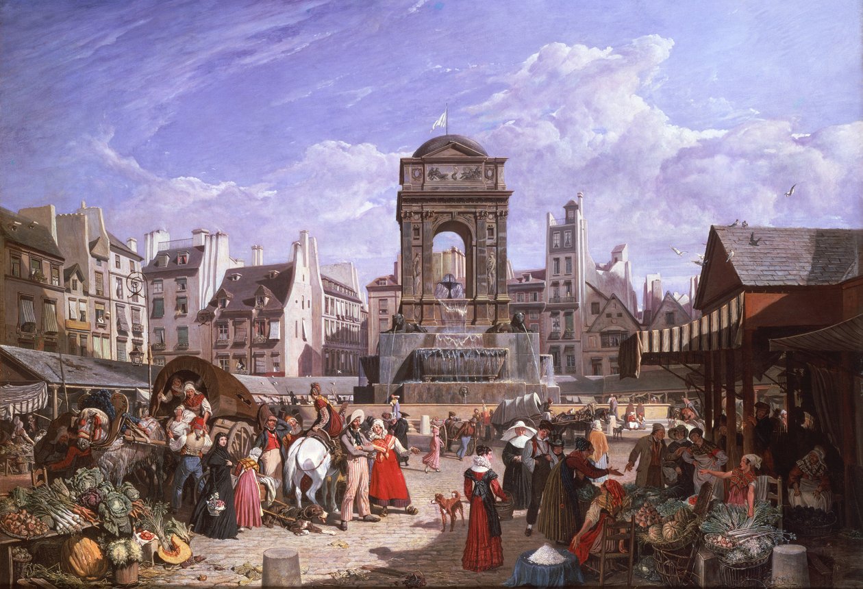 A View of the Market and Fountain of the Innocents, Paris by John James Chalon