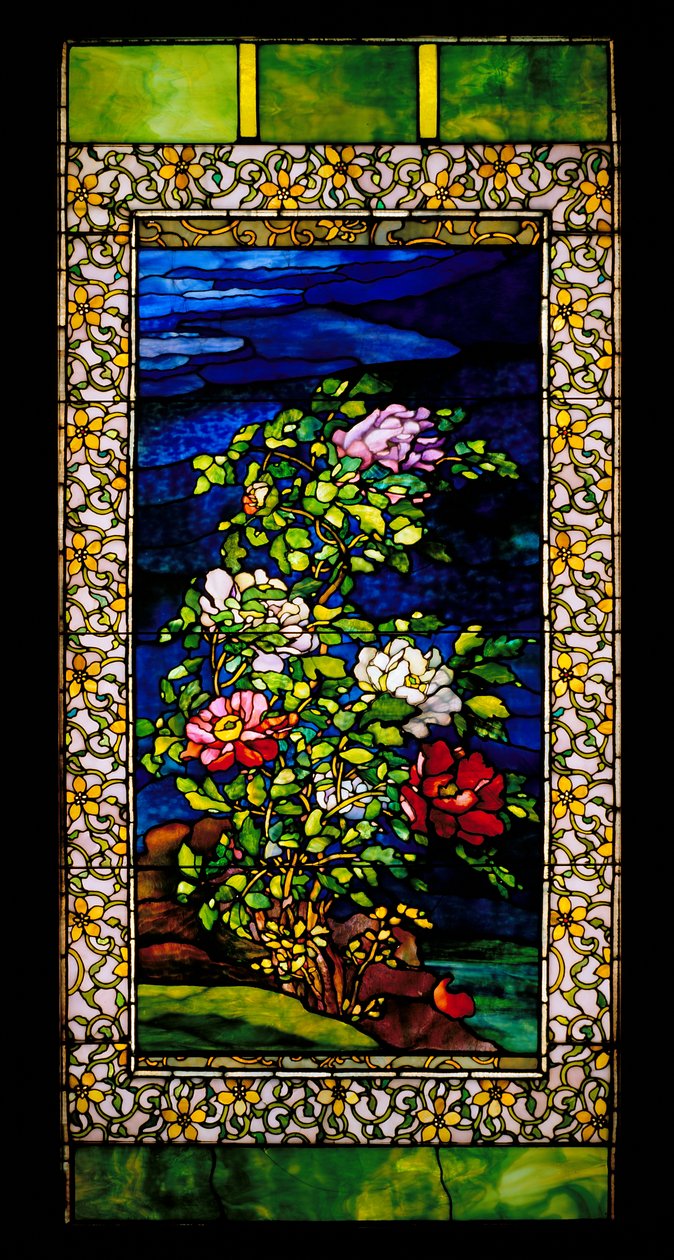 Window: Peonies in the Wind, possibly 1889/reworked by 1908 by John La Farge or Lafarge