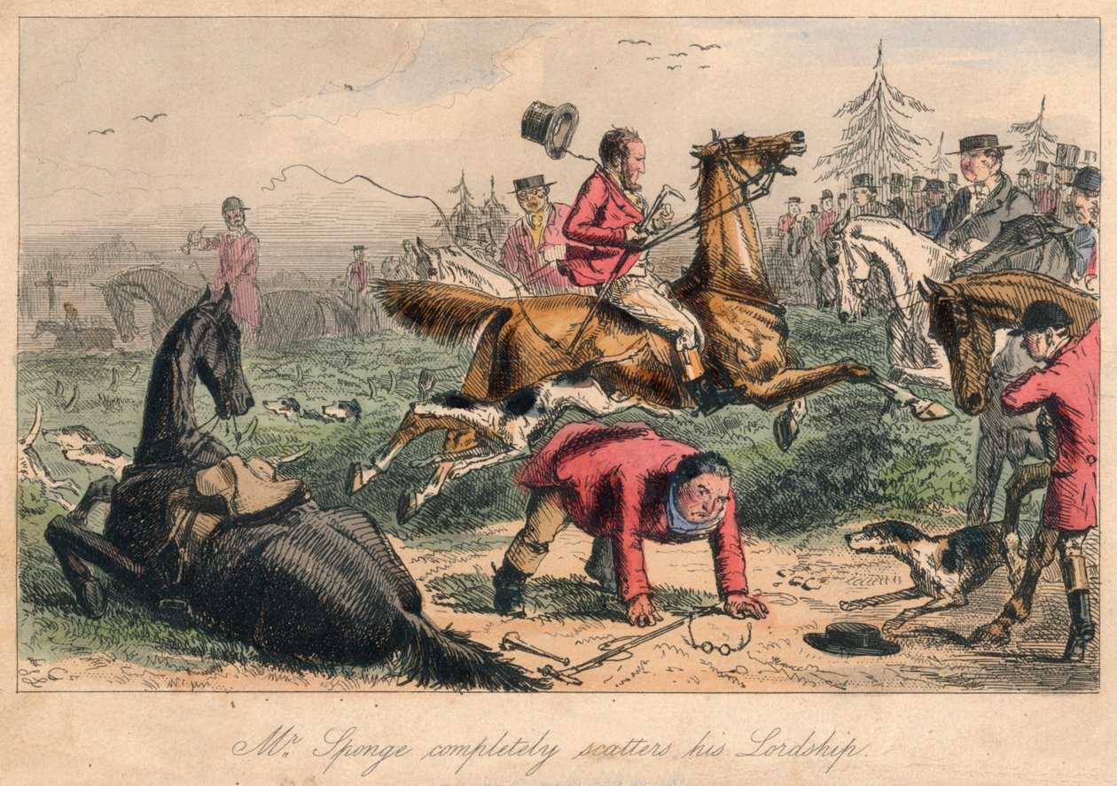 Mr. Sponge completely scatters his Lordship, 1865 by John Leech, Hablot Knight Browne