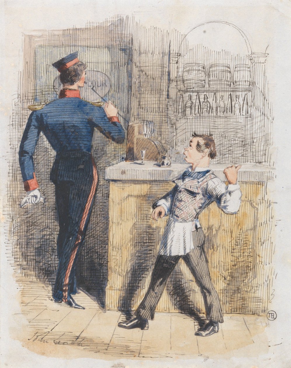 Pot Valiant: Scene in a Tap-Room by John Leech