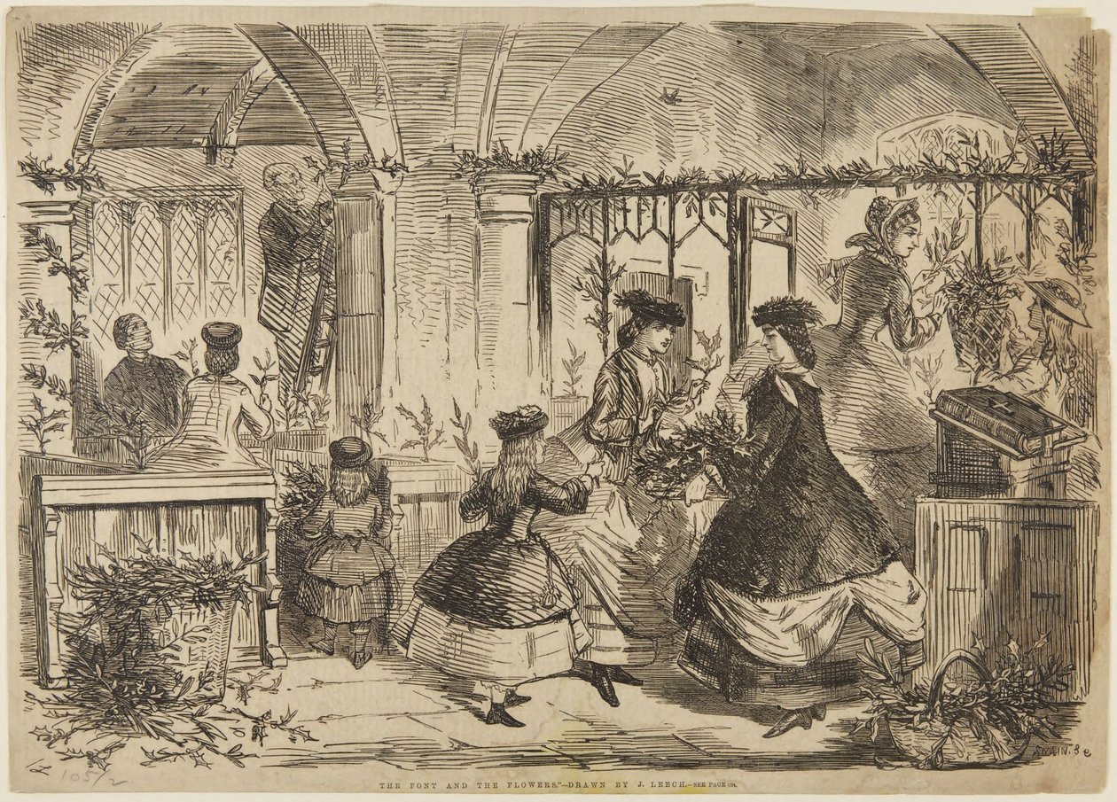 The Font and the Flowers by John Leech