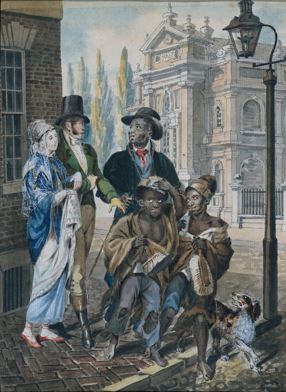 Worldly Folk Questioning Chimney Sweeps and Their Master before Christ Church by John Lewis Krimmel