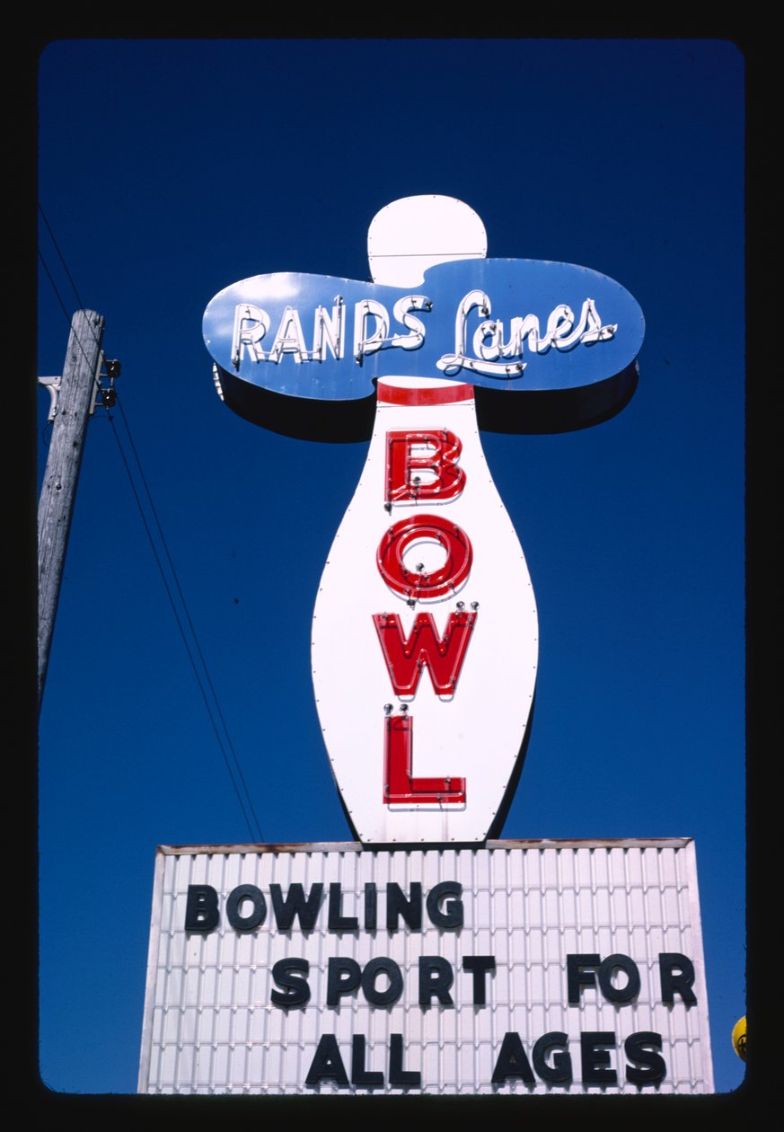 Rand's Lanes Bowl sign, Rice Lake, Wisconsin, USA