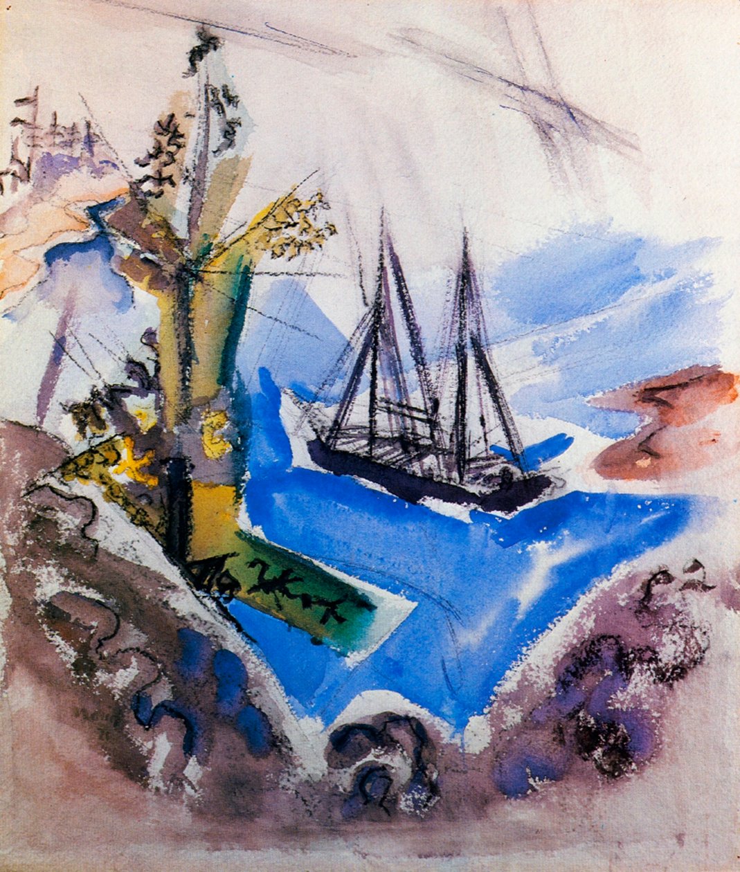 A Schooner and a Tree by John Marin