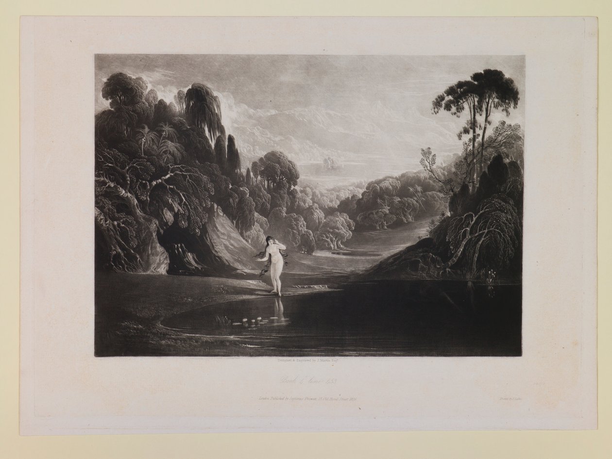 Eve at the Fountain (Book 4, Line 453), from “Paradise Lost” by John Martin
