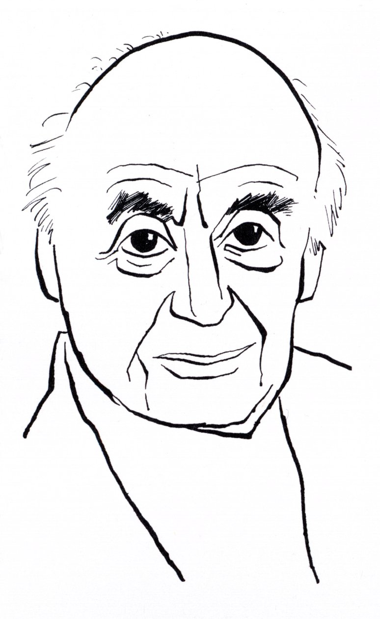 Berthold Goldschmidt, caricature by John Minnion