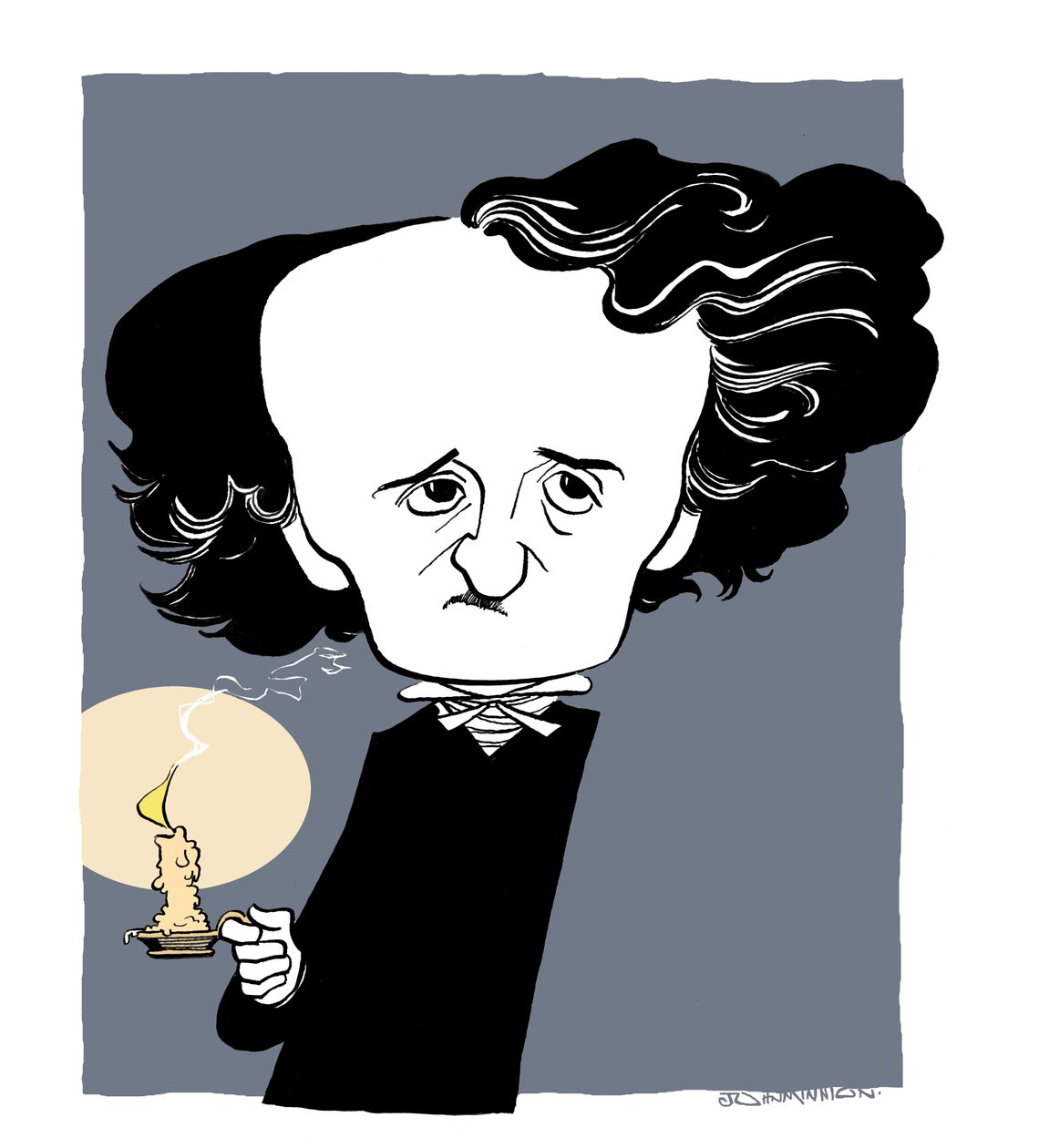 Edgar Allan Poe, caricature by John Minnion
