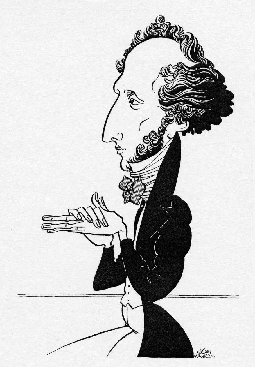 Felix Mendelssohn, caricature by John Minnion