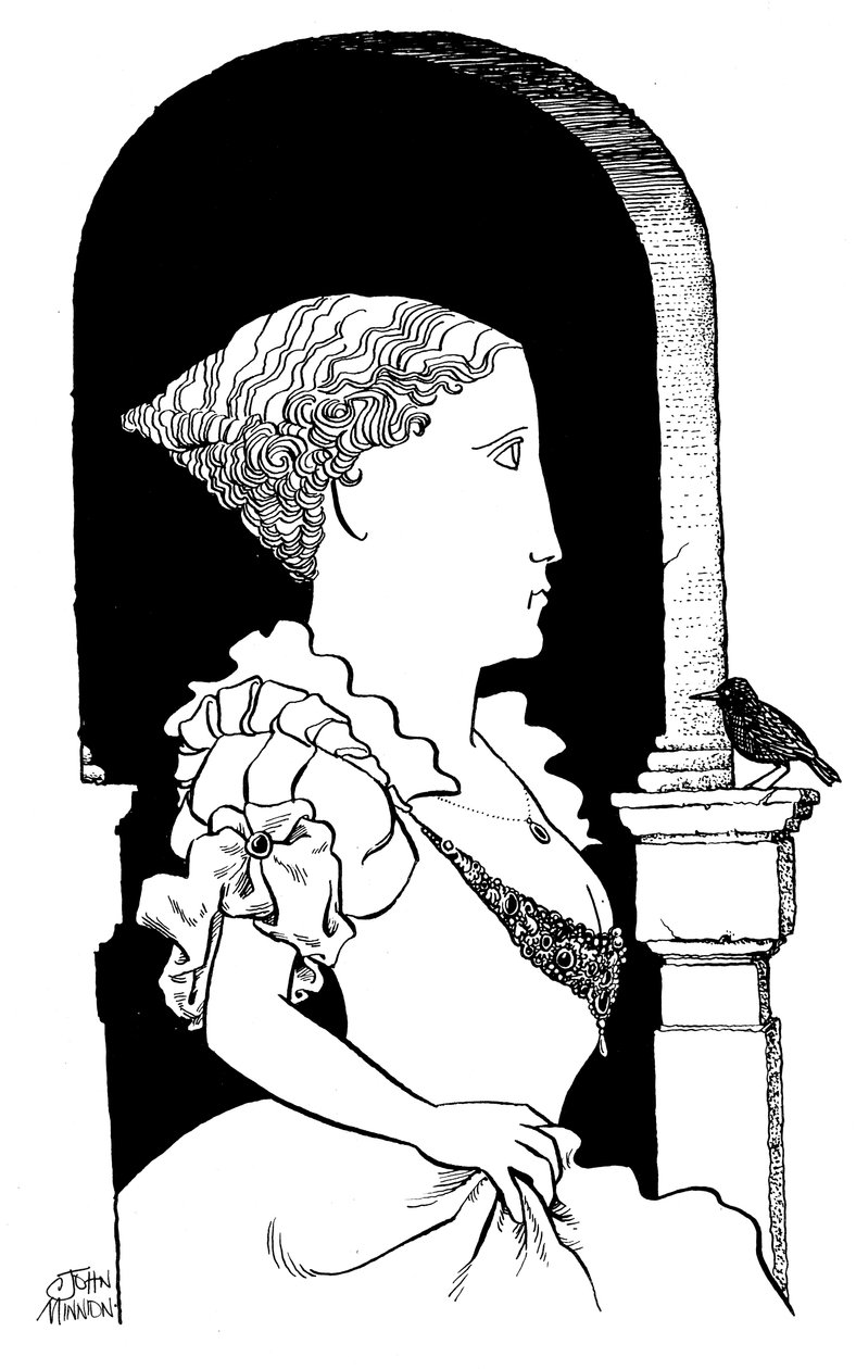 Francesca Caccini, caricature by John Minnion