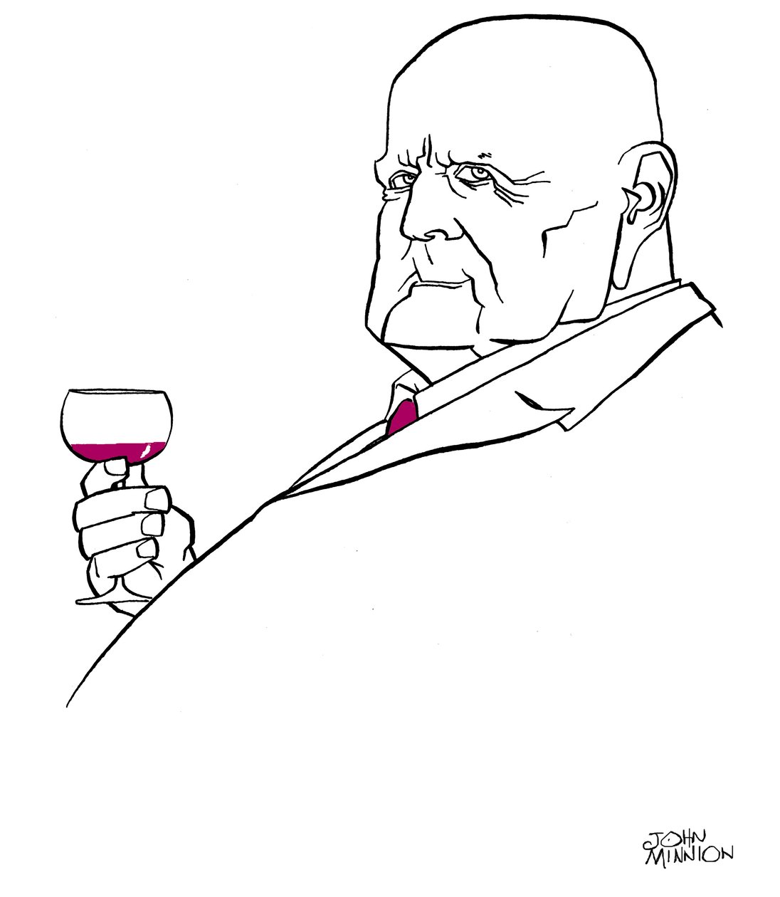 Jean Sibelius as an old man with glass of wine by John Minnion