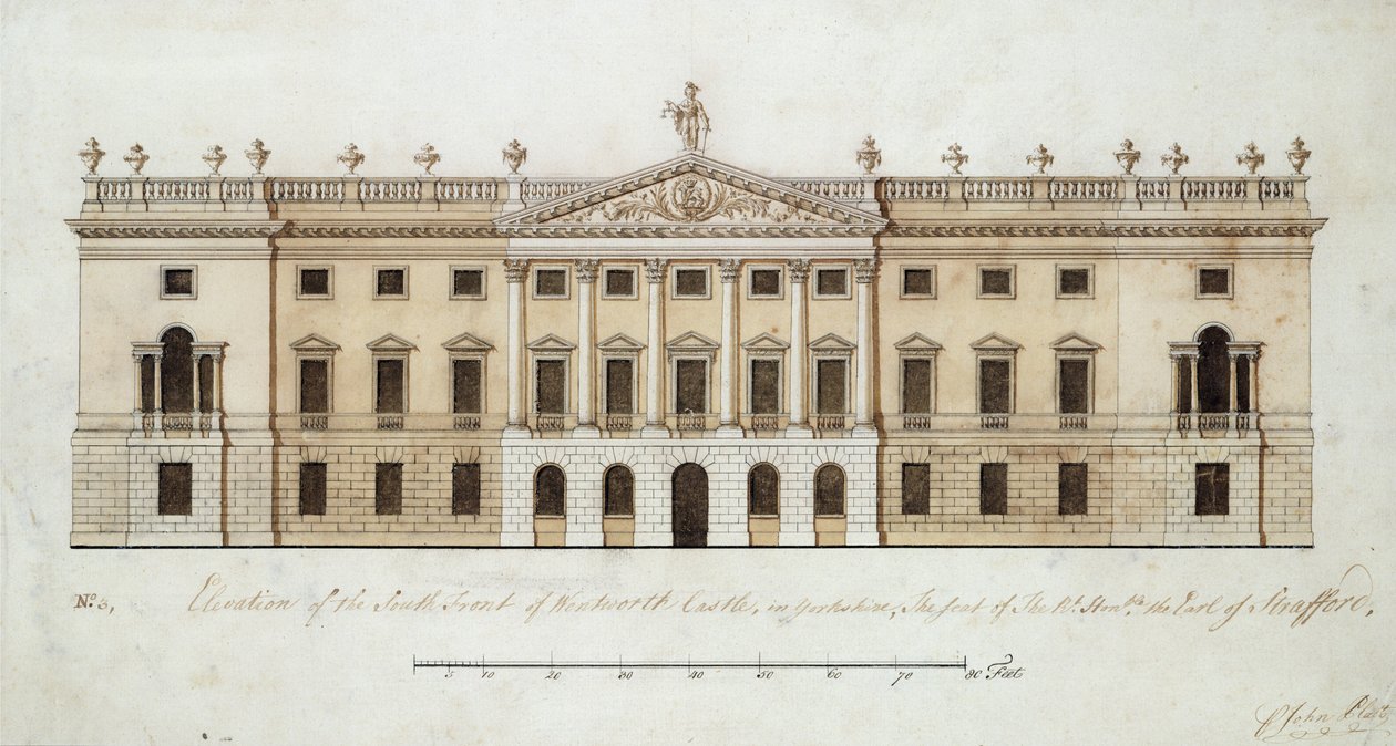 Wentworth Castle, design for the south front, c.1760 by John Platt