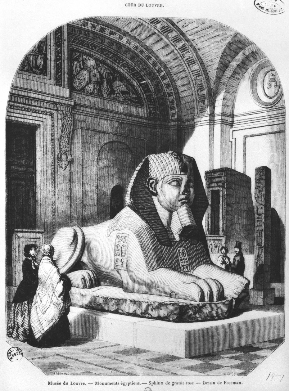 The Pink Granite Sphinx in the Egyptian rooms in the Louvre Museum ...