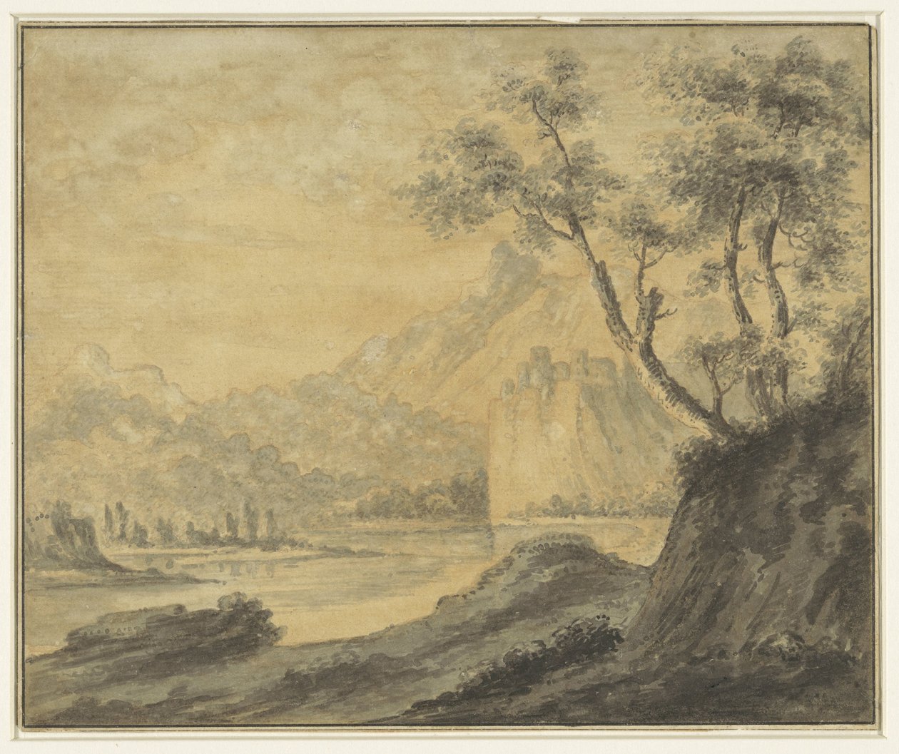 River Landscape with Rocks by John Robert Cozens (manner of)