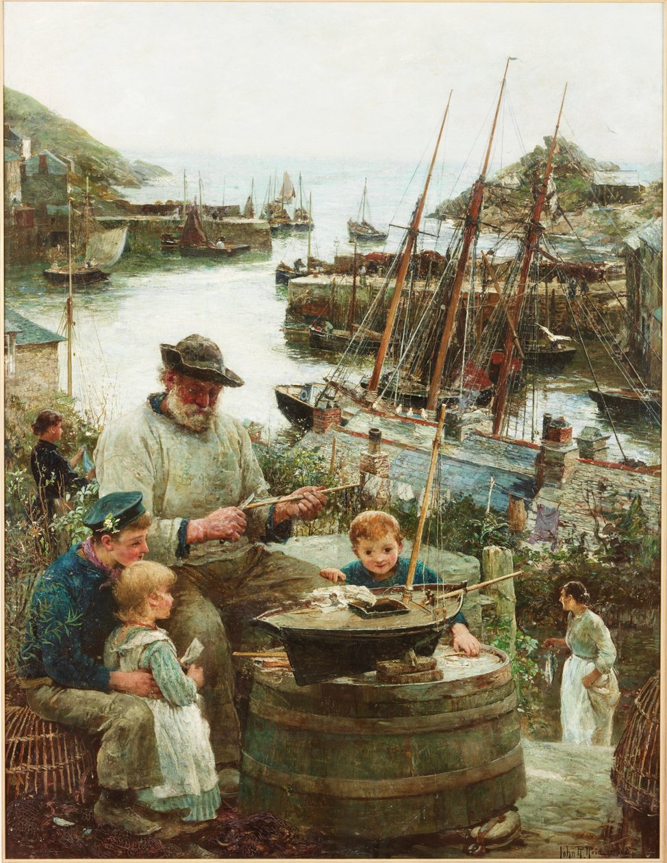 Shipmodel Maker with Harbour, 1908 by John Robertson Reid