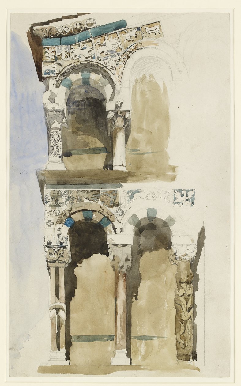 Part of the Façade of the Destroyed Church of San Michele in Foro, Lucca, 30 June - 1 July 1846 by John Ruskin
