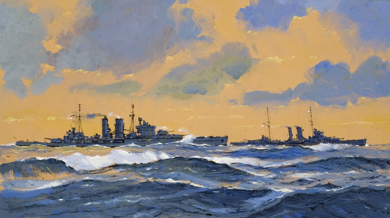 The British cruisers HMS Exeter and HMS York by John S. Smith
