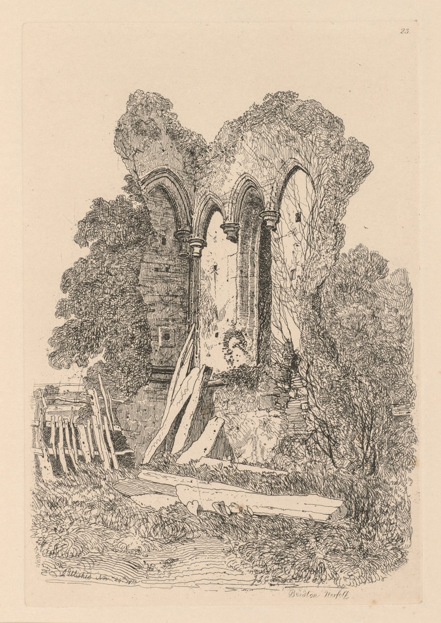 Liber Studiorum: Plate 23, Ruins at Beeston, Norfolk: No. 3 by John Sell Cotman