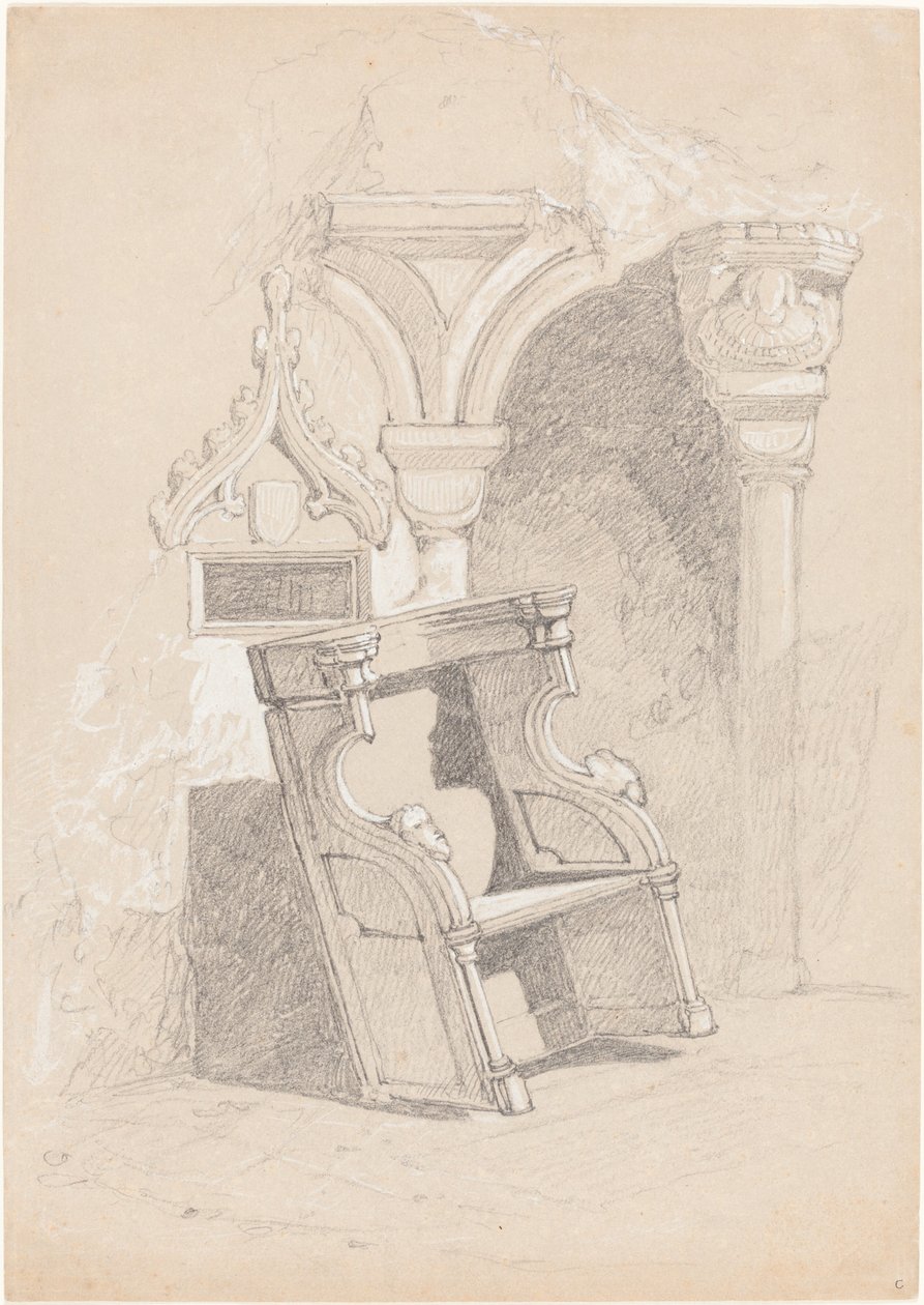Sketch of Ruined Church Interior with Chair by John Sell Cotman