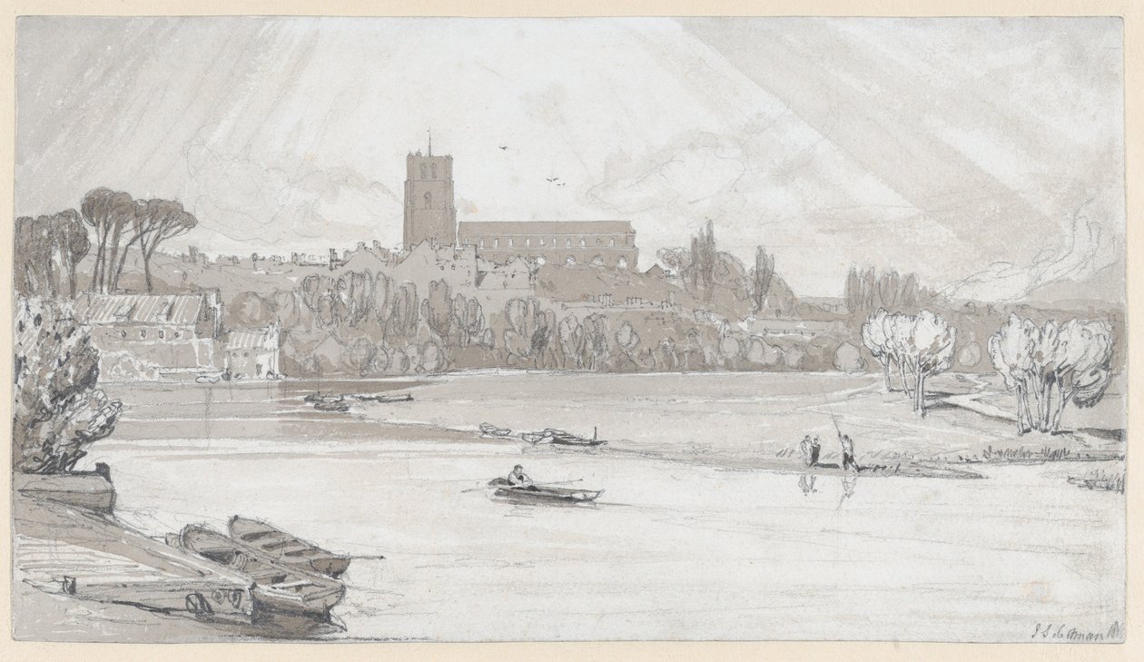 The Town of Beccles from the Bridge, Suffolk by John Sell Cotman