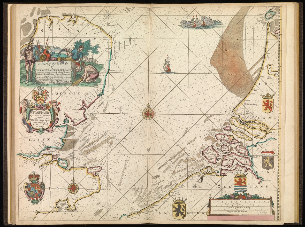 A chart of the sea coasts of England, Flanders and Holland, c.1672 by John Seller