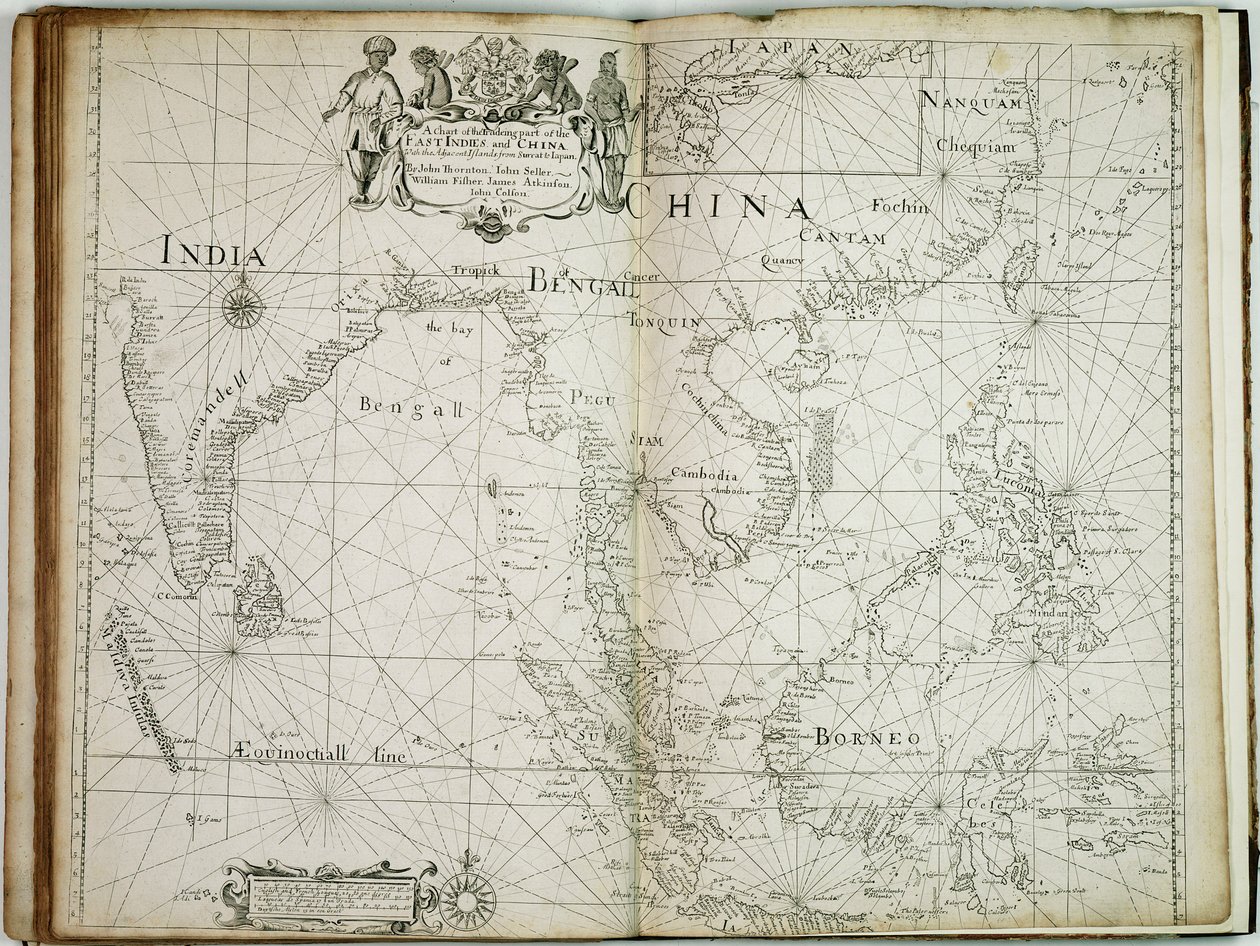 A Chart of the Trading Part of the East Indies and China, with the Adjacent Islands, from Surrat to Japan by John Seller