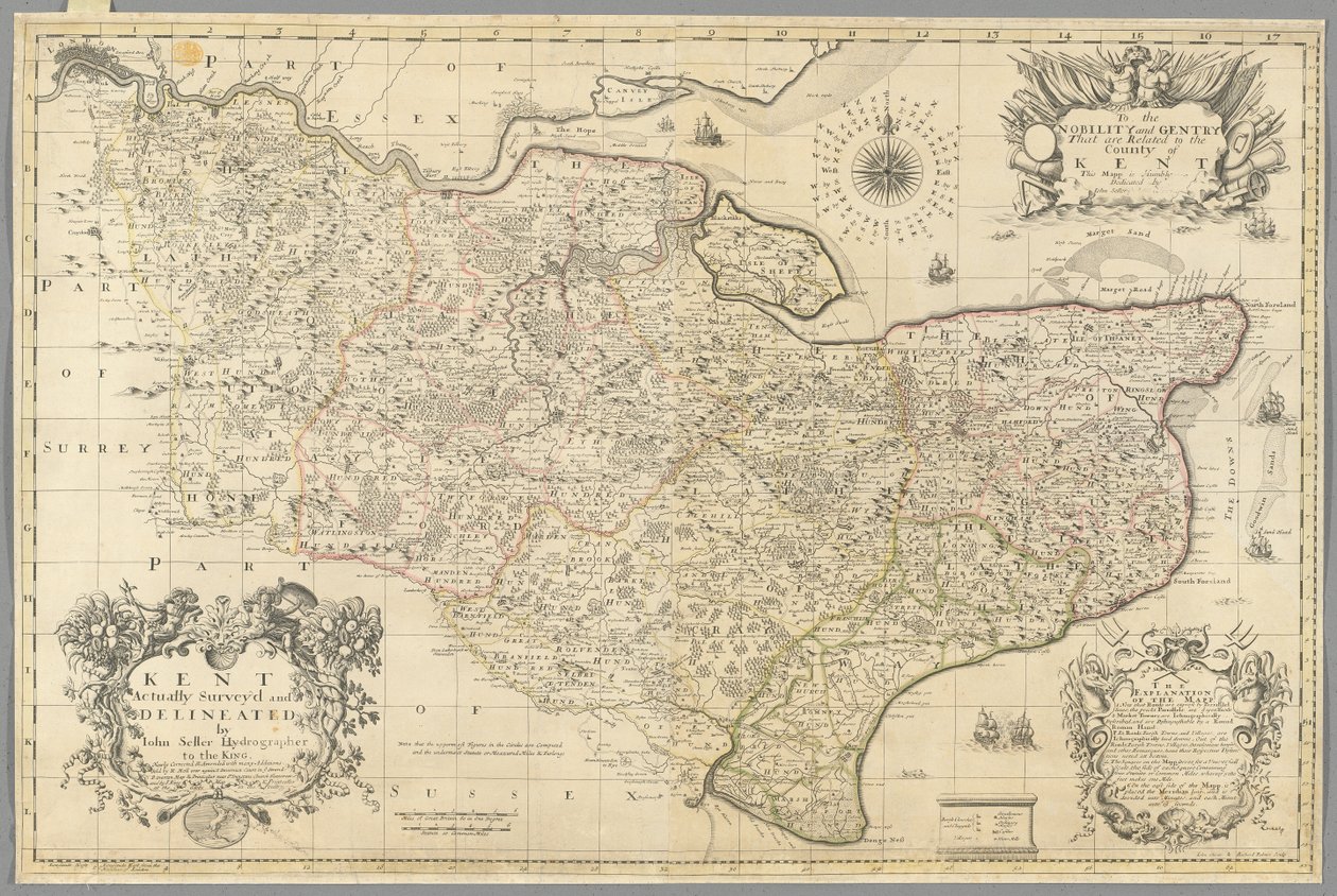 Kent, Actually Surveyed and Delineated by John Seller, c.1680 by John Seller