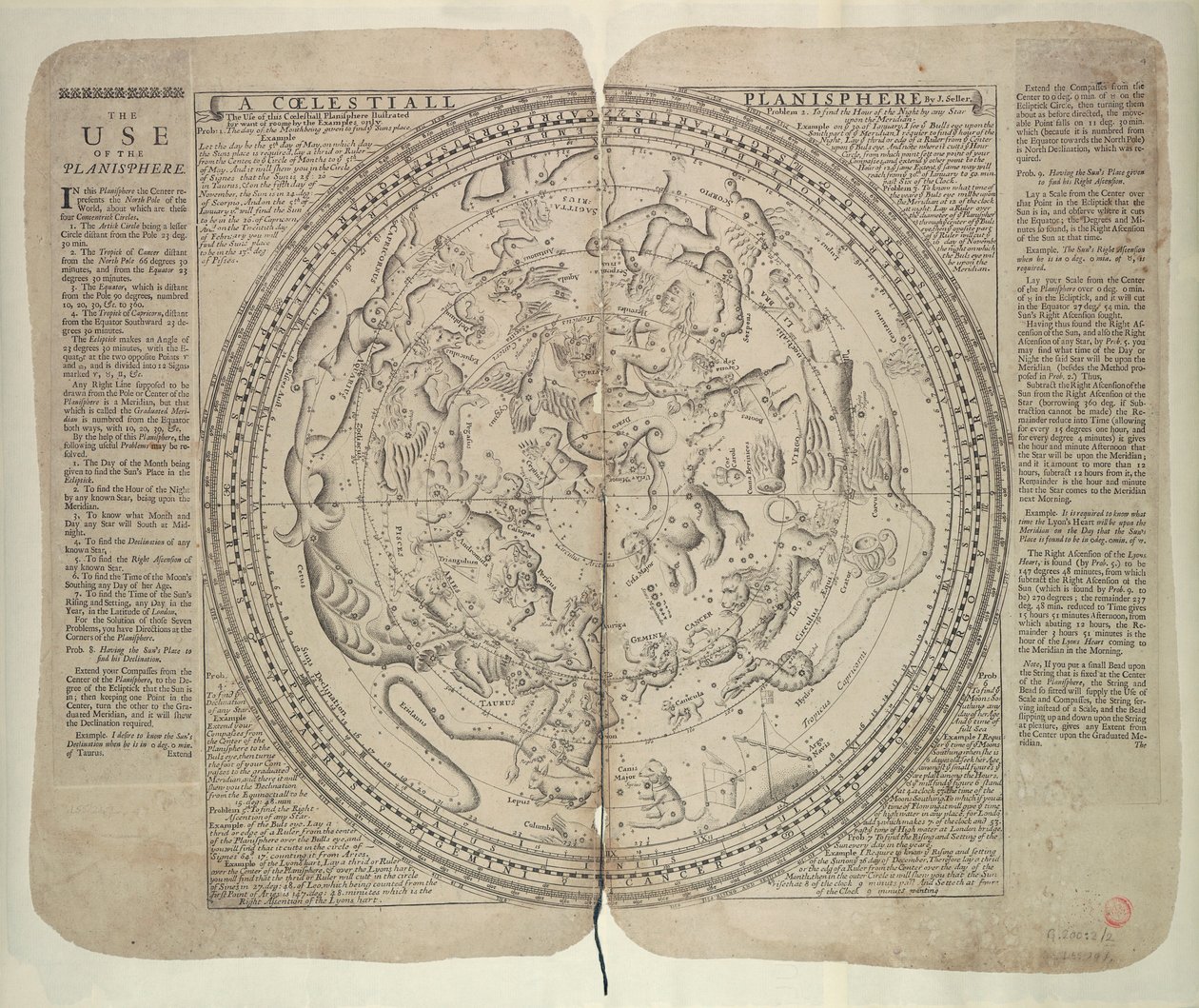 The Starry Zodiac, by the Limits of Which the Visible Paths of All the Planets Are Bounded - John Seller Author, Hydrographer of the Most Serene King by John Seller