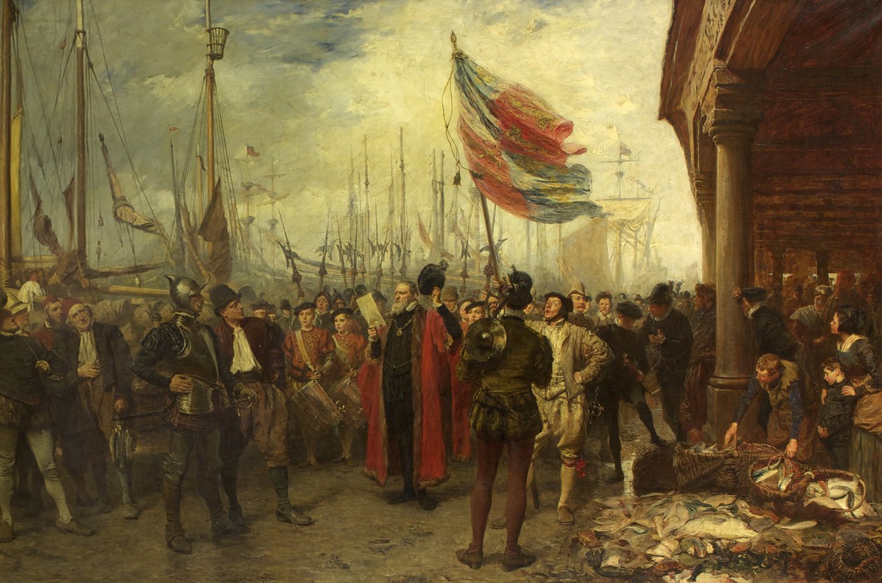 The Call to Arms - Plymouth Quay by John Seymour Lucas