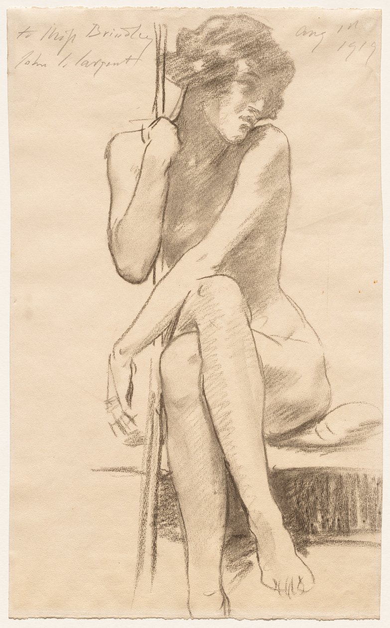 Female Nude Seated on a Low Bench by John Singer Sargent