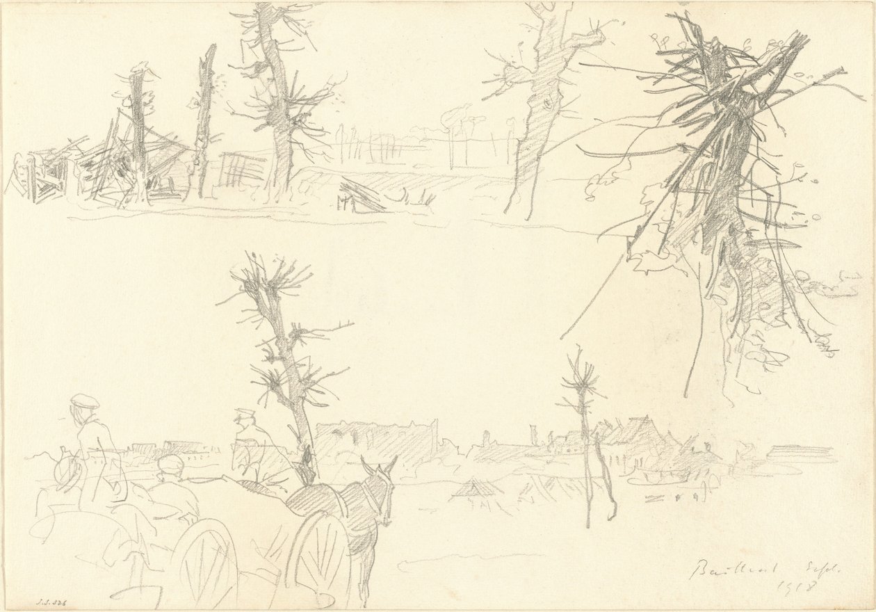 Soldiers in a Devastated Landscape [recto] by John Singer Sargent
