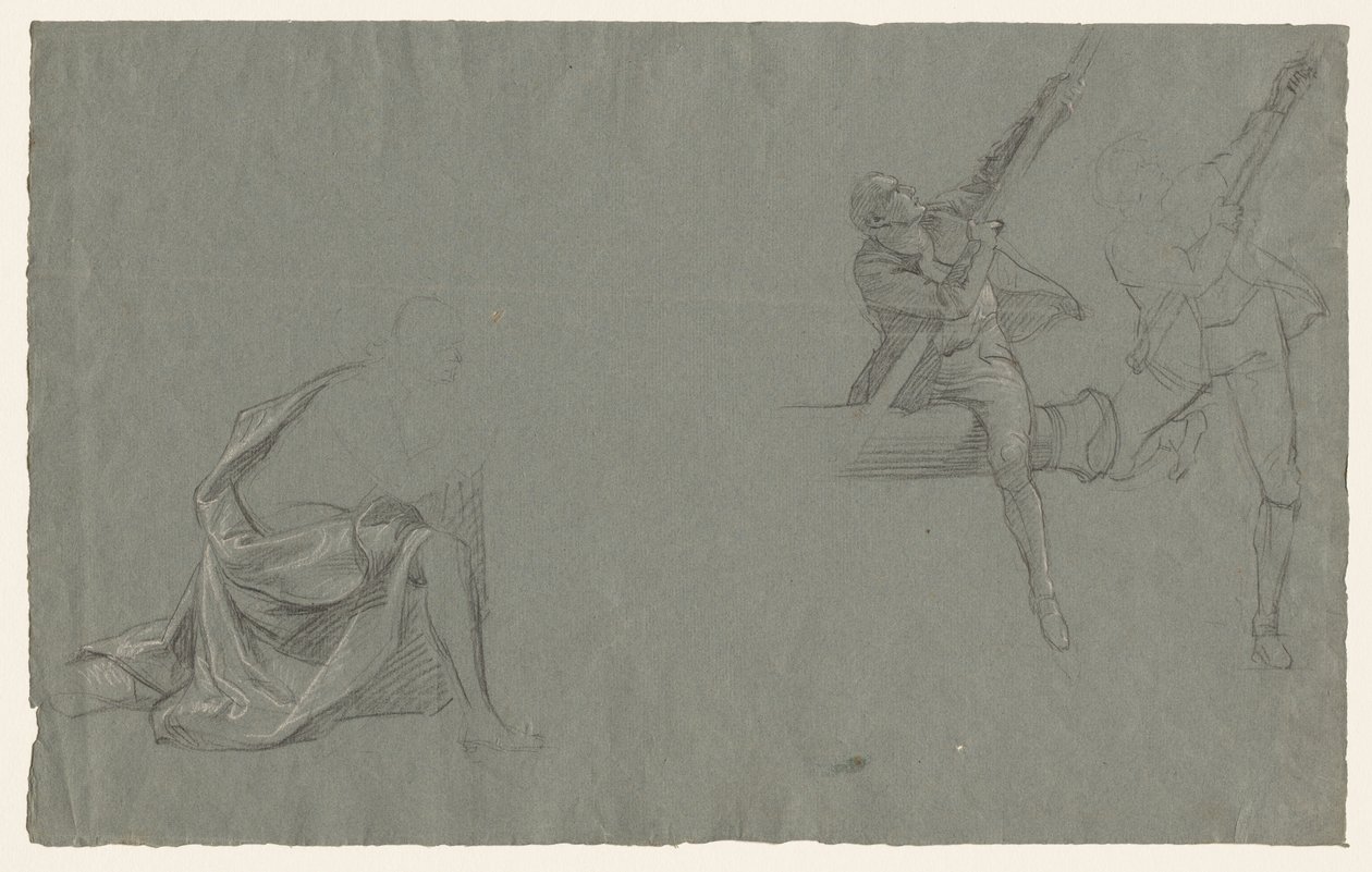 Drapery Study; Two Figures Pulling a Pole by John Singleton Copley