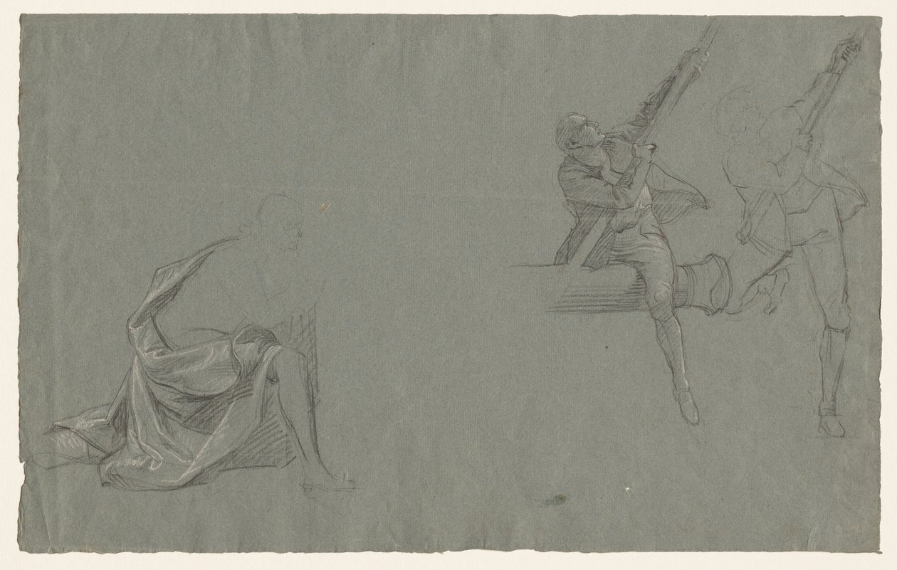 Drapery Study, Two Figures Pulling a Pole, 1785-86 by John Singleton Copley