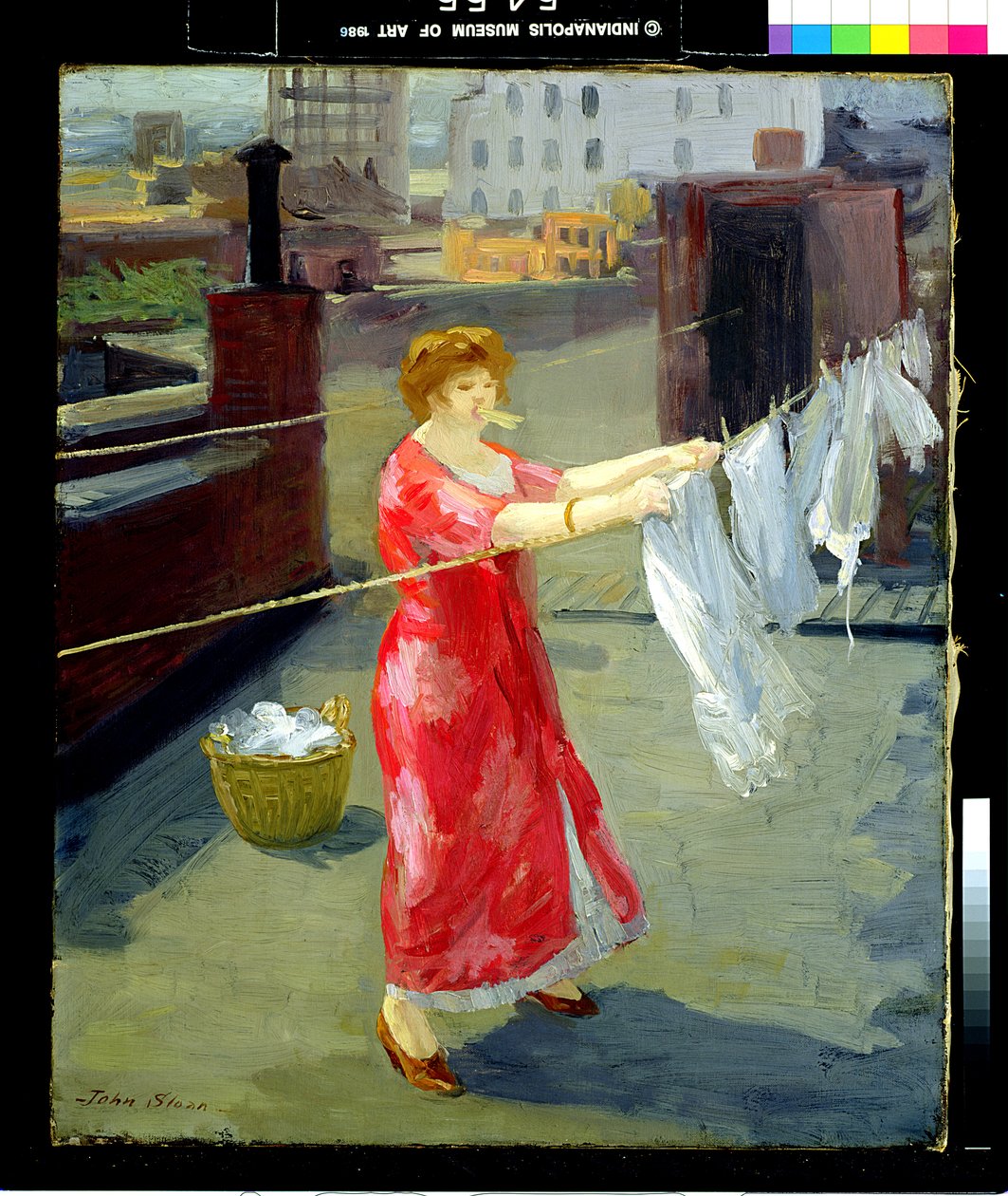 Red Kimono on the Roof by John French Sloan