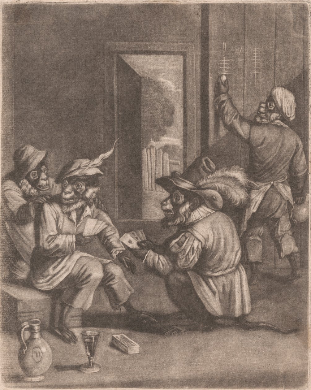 Monkeys Playing Cards by John Smith