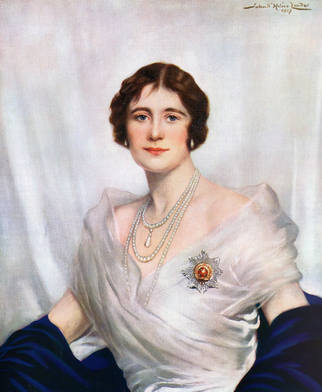 Coronation Portrait of Queen Elizabeth, the Queen Mother in 1937 by John St. Helier Lander