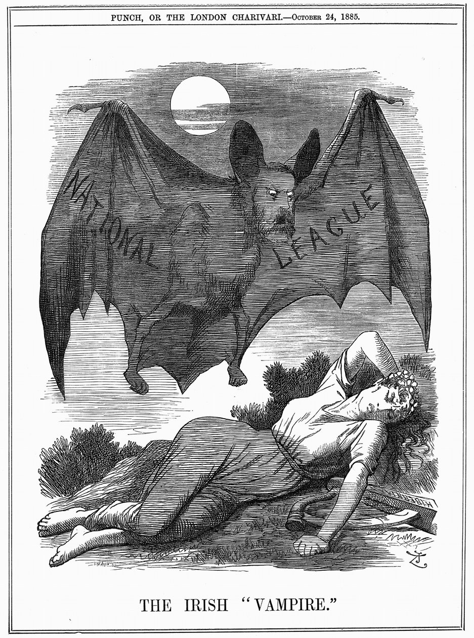 Irish National League shown as a vampire preying on Ireland by John Tenniel