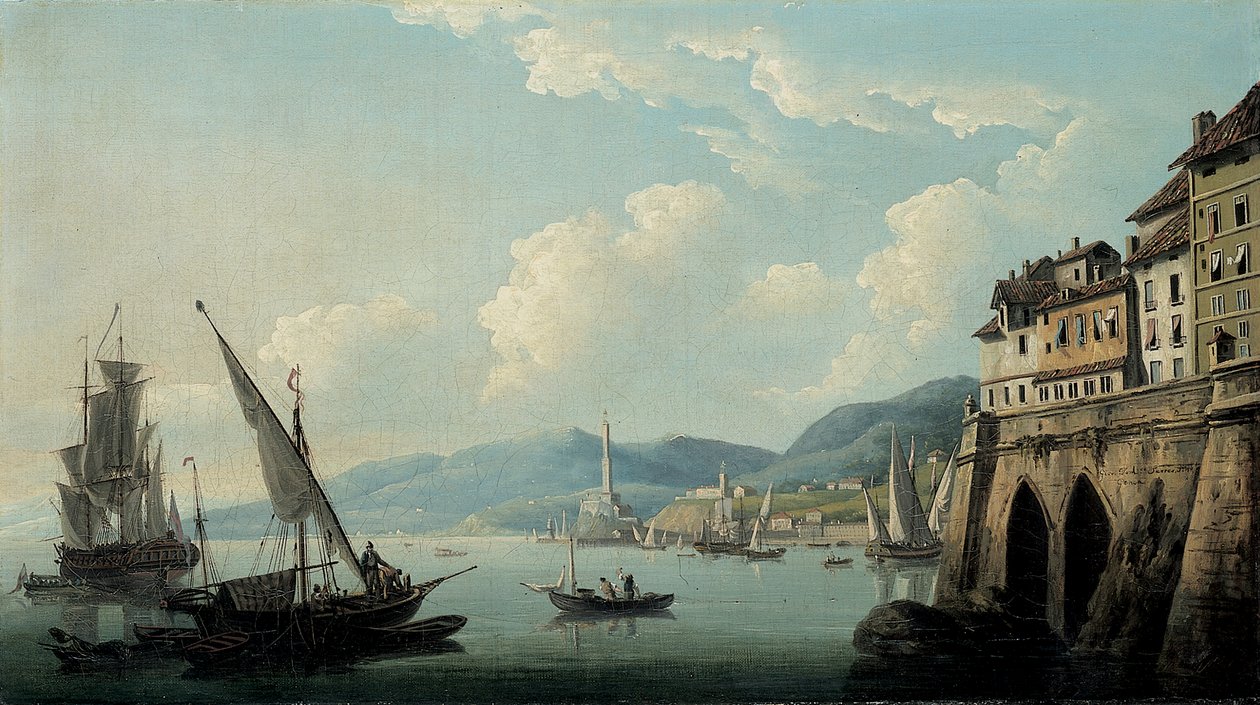 The Coast of Genoa, with the Lighthouse by John Thomas Serres