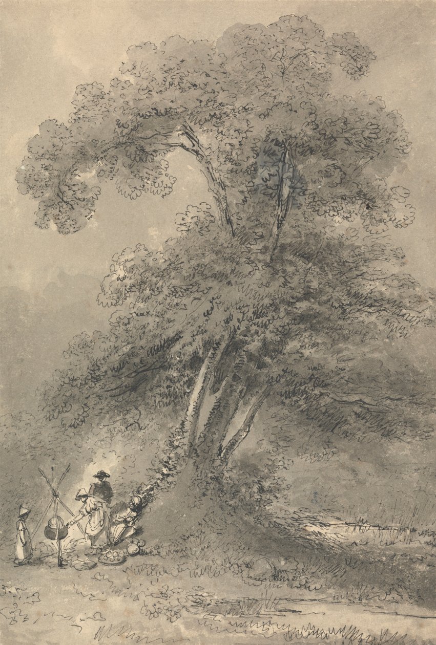 A Family Cooking Under A Tree by John Thomas Smith