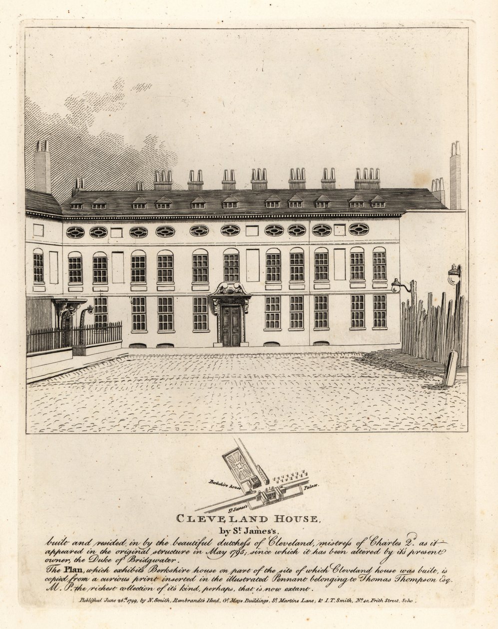 Cleveland House by St James Palace, London by John Thomas Smith