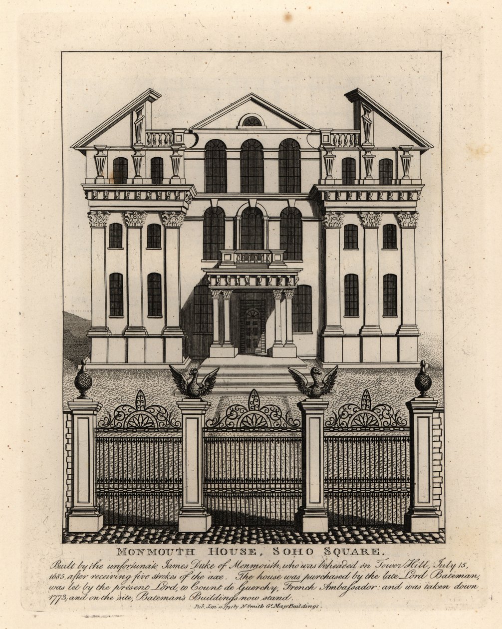 Monmouth House, Soho Square, Demolished 1773 by John Thomas Smith
