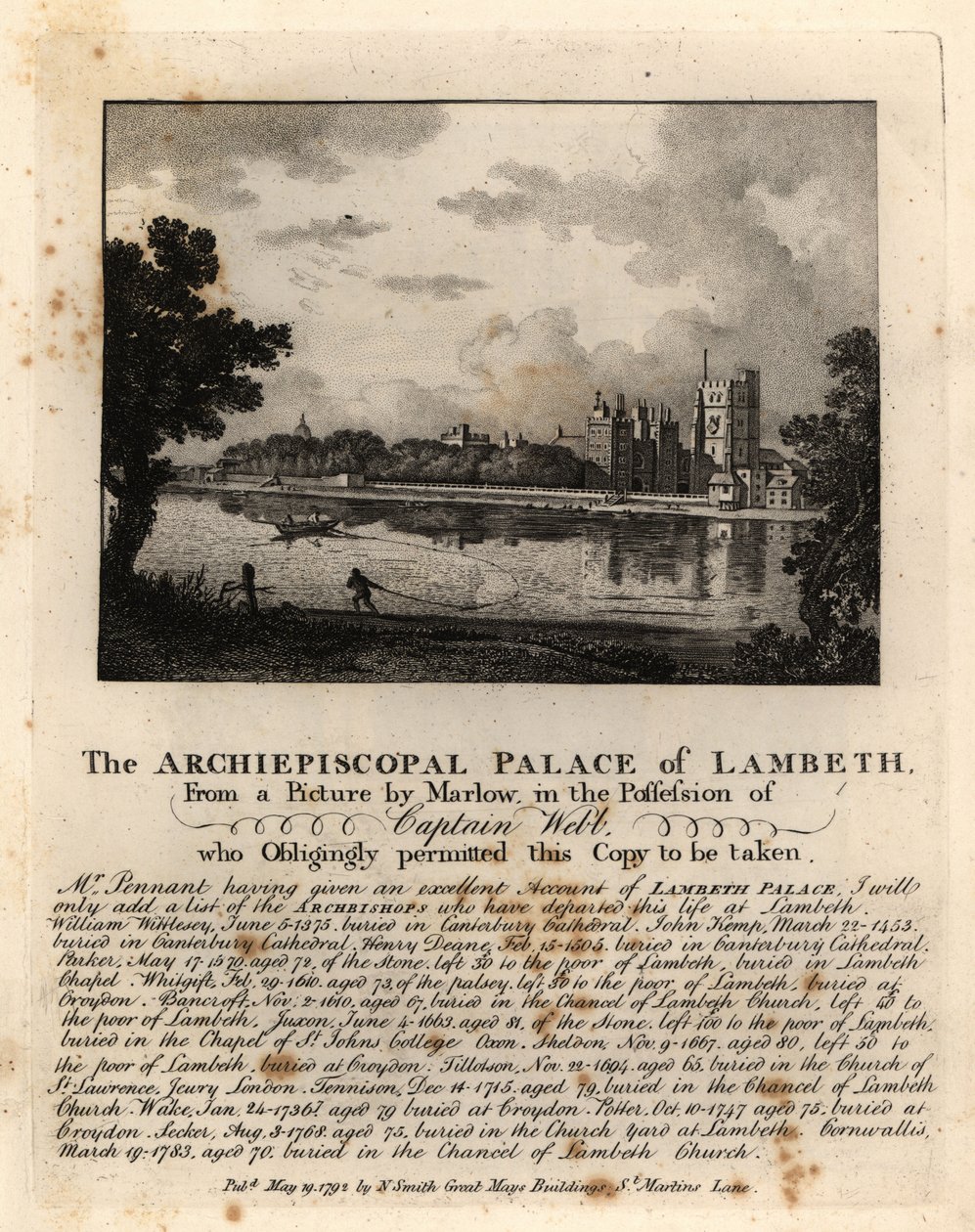 View of Lambeth Palace, London by John Thomas Smith